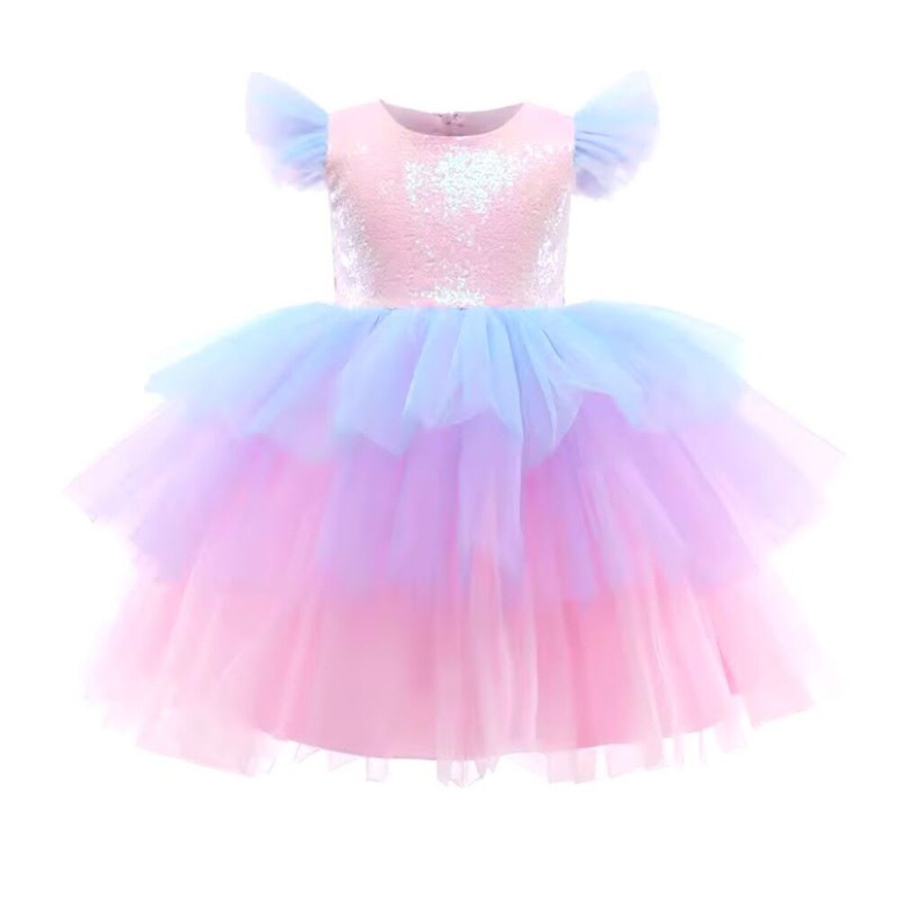 Cotton Candy Colored Sequin Handmade Tulle Dress